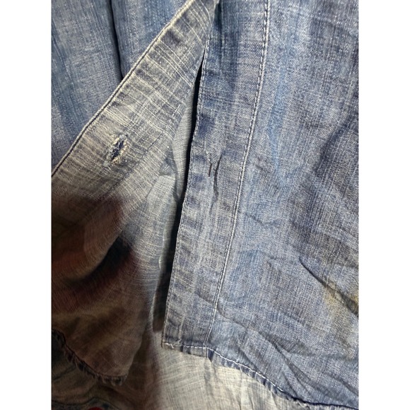 Velvet Heart Women Medium Blue Button Down Front Belted Chambray Shirt Dress - Picture 9 of 12